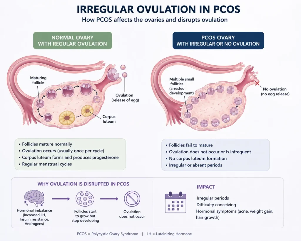 How PCOS can cause irregular periods and ovulation