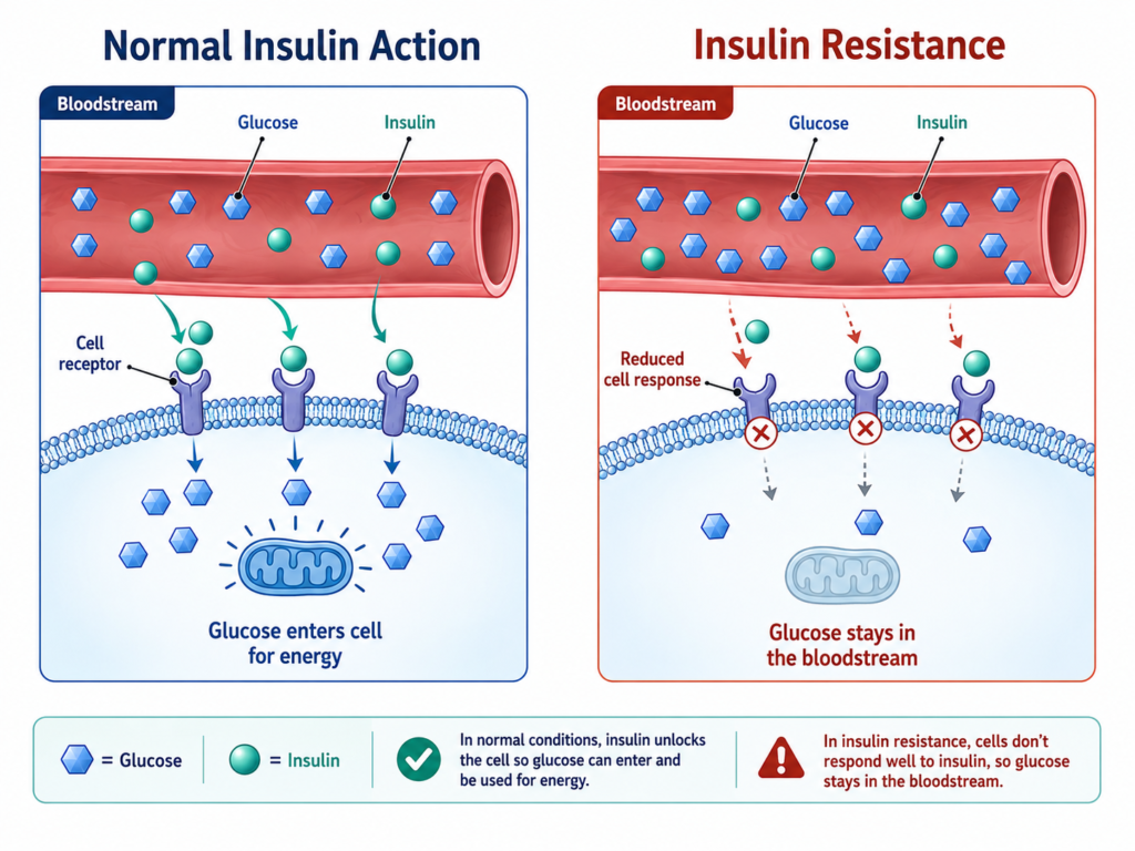 How insulin resistance contributes to type 2 diabetes.
